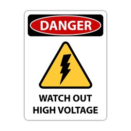 Danger Watch out High Voltage Hazard Vinyl Sticker - Warning Self Adhesive Sticker for Indoor/Outdoor Use - Reflective, UV Protected & Weatherproof |7 x 5 Inches| SD-911 (Pack of 1)