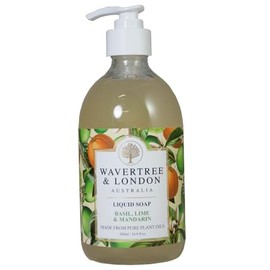 Wavertree & London Natural Liquid Soap Bottle with Dispenser Pump, Basil Lime & Mandarin Scented Liquid Hand Soap for Bathroom, Kitchen - Australia Made Moisturizing Plant Oil Body & Hand Wash Soap