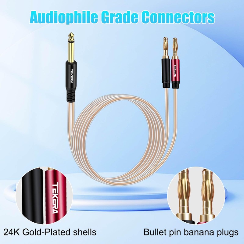 1/4 TS to Banana Plug Speaker Cable,6.35mm to Banana Plug