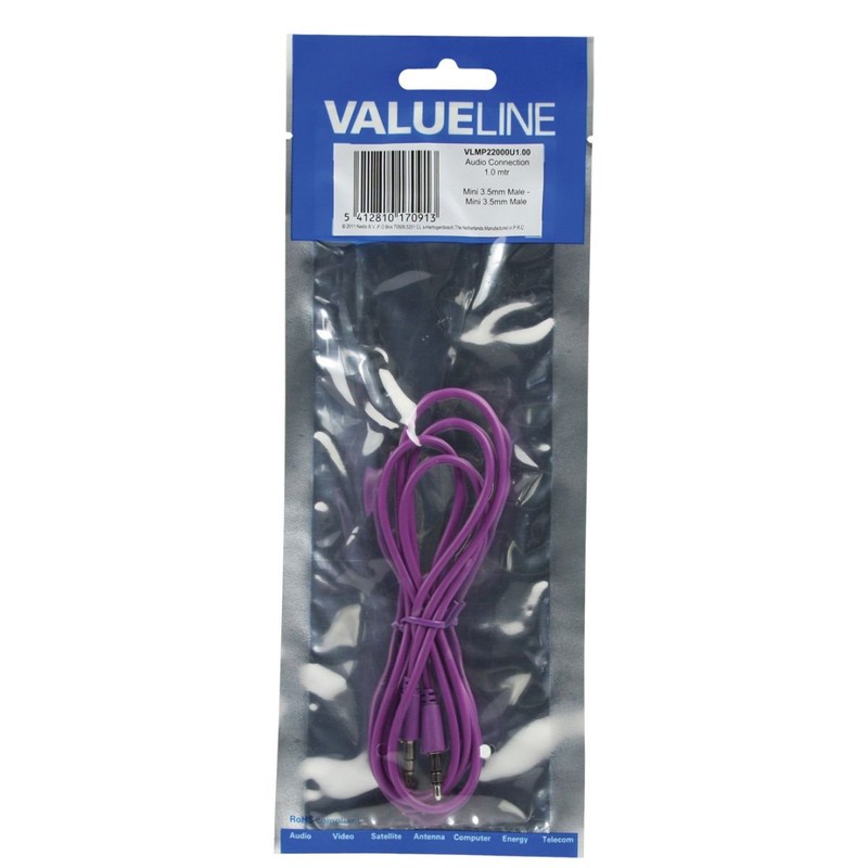 Valueline 1.00 m 3.5mm Stereo Audio Cable - Purple