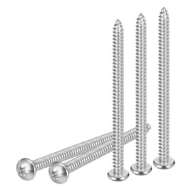 DTGN #10x3 Silver Screws - 100Pack - 304 Stainless Steel Pan Head Phillips Sheet Metal Screw Self-Tapping Screw Wood Screws Screw