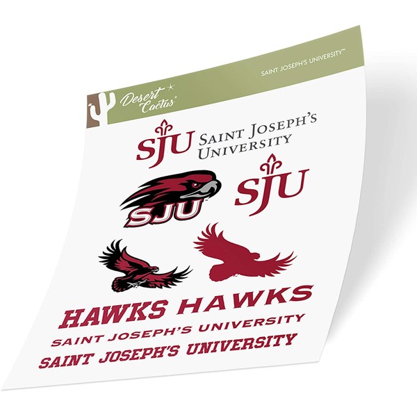 Saint Joseph's University SJU Hawks NCAA Sticker Vinyl Decal Laptop Water Bottle Car Scrapbook (Type 2 Sheet)