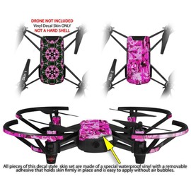 Skin Decal Wrap 2 Pack for DJI Ryze Tello Drone Floral Pattern Pink Drone NOT Included