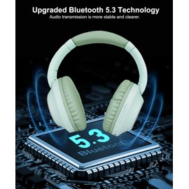 XuanGui Wireless Over Ear Bluetooth Headphones, Hi-Fi Stereo Sound Wireless Headphones with Mic, 20H Playtime, Foldable Bluetooth 5.3 Headphones for Office/Travel (Green)