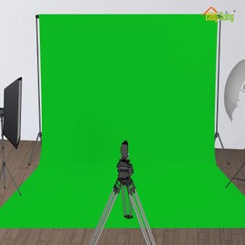 Easy-Going 5Wx7L ft Green Background Muslin Backdrop, Photo Studio, Collapsible High Density Screen for Video Photography and Television