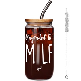 New Mom Glass Cup Gifts for Women, Pregnancy Glass Cup Gifts for Expecting Mom, First Time Mom Gifts, Mom to Be Glass Gifts for 1st Time Mom, Postpartum Glass Cup Gifts for Mom Glass Cup w/Lid & Straw