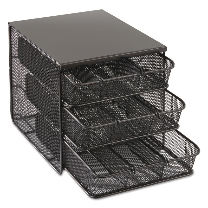 Safco Onyx Hospitality Organizer, 3 Drawers, For Snacks, Coffee Pods,