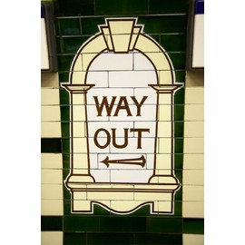 Way Out London Underground Exit Sign Wall Tiles Laminated Dry Erase Wall Poster 12x18