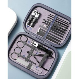 Professional Nail Set - Set of 18 Nail Clippers, Foot Treatment Set and Beauty Set, Stainless Steel Nail Care Tool, Portable Suitcase Included, Gift for Men and Women