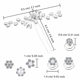 62 Pieces Wedding Bridal Hair Pins Hair Accessories Pearl Flower Bride Hair Pins Rhinestone Crystal Twisters Spiral Coil U Shape Bobby Pin for Women Girls Brides Bridesmaids Wedding Party
