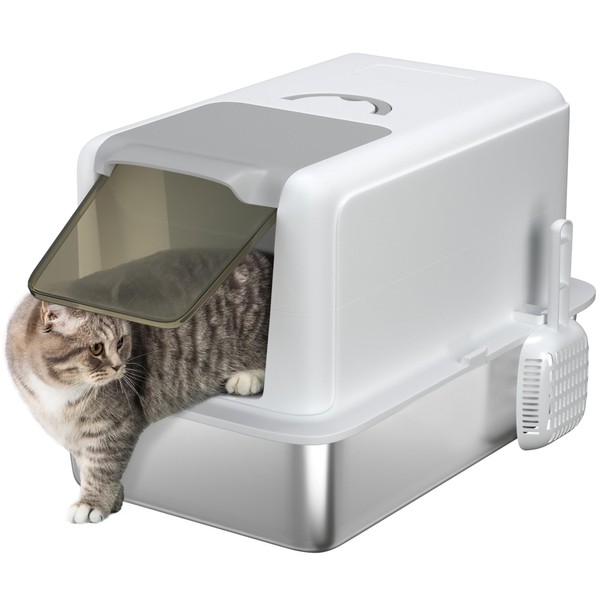 PawHut Stainless Steel Cat Litter Box, Extra Large 2 in