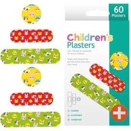 Hithika Kids Plasters 60 Pack, Assorted Sizes & Animal Designs, Colourful Washproof & Breathable Children's Plasters, Fun Unisex Bandages for Boys & Girls