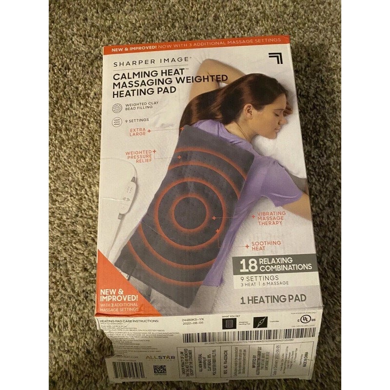 Sharper Image Weighted Heating Pad 9 Massaging Calming Heat Vibration