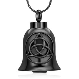 constantlife Bell Urn Necklace Celtic Knot Cremation Jewelry for Ashes Stainless Steel Memorial Pendant Human Pet Ash Holder Keepsake for Men Women (Black)