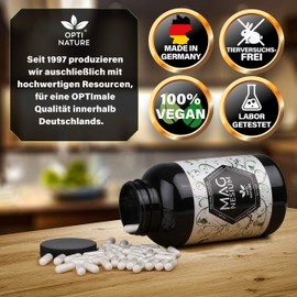365 High Dose Magnesium Capsules 400 mg Vegan, Made in Germany and Certified Since 1997 OPTI NATURE
