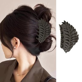 FRUZJAY Leaf Hair Clips for Women, Fall Leaf Hair Claw Clips Fashion Brown Leaves Hair Accessories Autumn Hair Jaw Clip Nonslip Acrylic Hair Barrettes Strong Hold Hairpin Cute Hair Decoration