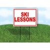 SKI LESSONS Single Sided 18x24 in Yard Road Sign w/Stand