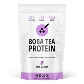 Boba Tea Protein Taro Milk | 25g Grass-Fed Whey Protein Isolate Powder | Gluten-Free & Soy-Free Bubble Tea Drink | Real Ingredients & Lactose-Free Protein Drink | 25 Servings