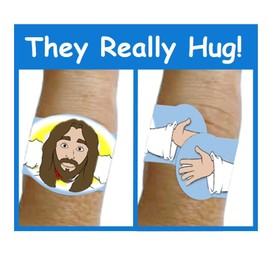 Healing Hugs Jesus Bandages - Premium Adhesive Hugging Jesus from Hug-a-BooBoo, The Jesus Bandages That Hug! 24 Count Box