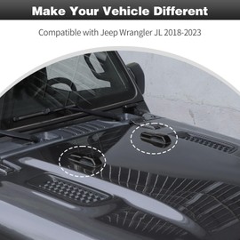 CheroCar JL Engine Hood Hinge Cover Decoration Cover Stickers Rec Exterior Accessories for Jeep Wrangler JL & Gladiator JT 2018-2023 (Black)