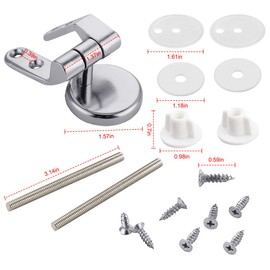 HQdeal Toilet Seat Hinges Fittings, Chrome Finished Toilet Seat Fittings and Fixtures Perfect for Most Wooden | Resin | MDF Toilet Seats