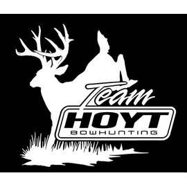 USA Wheel Covers Team Hoyt Bowhunting Deer Jumping Back car Window Decals, White