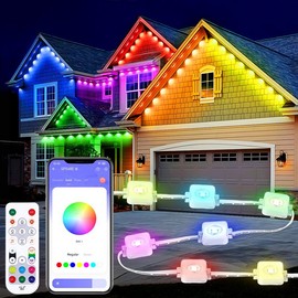 eaves light,Permanent Outdoor Lights 100ft, Smart RGB IC Eaves Lights With 72 Scene Modes, IP67 Outdoor Lighting For Holiday Decorations, Party, 60LEDS