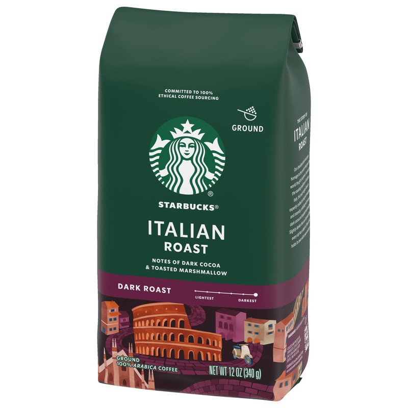 Starbucks Ground Coffee, Italian Roast, Dark Roast Coffee, Notes of