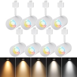 LEONLITE 8-Pack 5CCT LED Track Lighting Heads, 2700K/3000K/3500K/4000K/5000K Dimmable, 45° H Type Track Light Heads, CRI90+, 1530LM Ultra Bright Spotlight Fixtures, Matte White