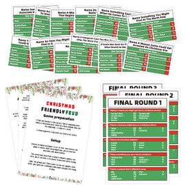 Tuyashua Christmas Friendly Feud Game, Family Game Night, Christmas Trivia, Family Friendly Quiz, Christmas Party Game for Family Activity - 12 Question Cards and 3 Quick Fire Final Rounds Cards (02)