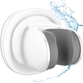 WISCHMA Shower Holder – Shower Head Holder – No Drilling – White – Holder for Hand Shower – Wall Mount for Standard Shower Hose – Shower Hose – Bathroom Accessories