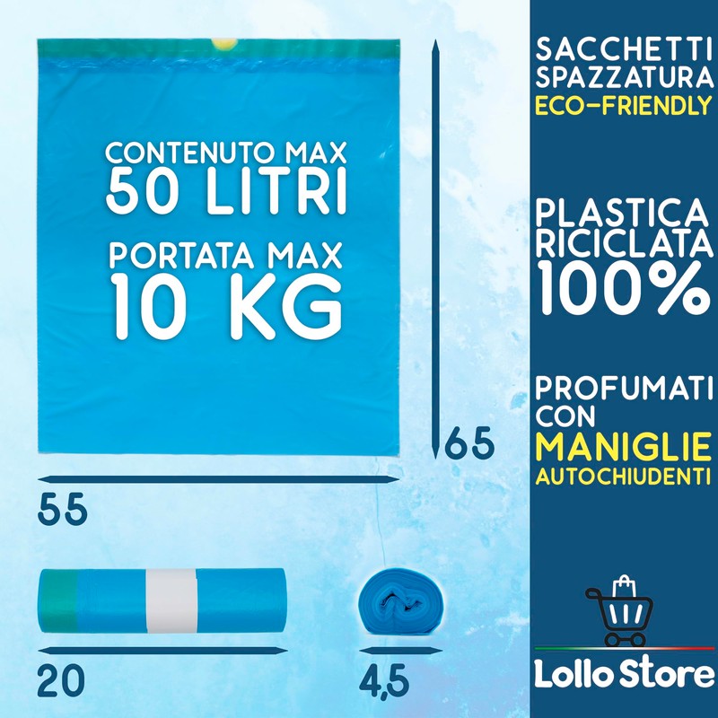 60 Bags 55 x 65 cm Blue Talc Scented 40