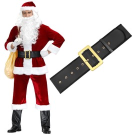 LEACOOLKEY Christmas Santa Claus Belt Adults Black Pirate Belt Novelty Accessory Men Women Santa Belt