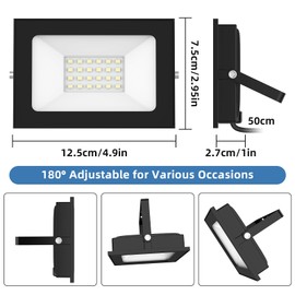 papasbox LED Spotlight 12 V, 20 W LED Floodlight Super Bright 1600 LM Outdoor Floodlight 6000 K Cool White IP65 Waterproof Headlight for Garden, Yard, Patio, Square, Factory