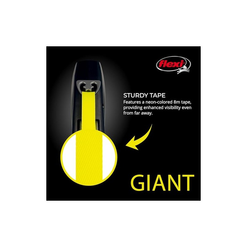 Flexi Giant Tape Leash , 26 ft, Large, Black/Neon