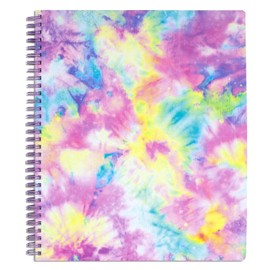 Steel Mill & Co Cute Large Spiral Notebook College Ruled, 11" x 9.5" with Durable Hardcover and 160 Lined Pages, Tie Dye