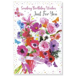 Simon Elvin Female Birthday Card - Flowers Ladies 7.5" x 5.25" (FOBb)