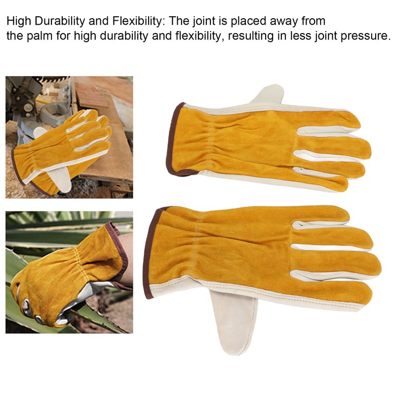 Garden Cowhide Gloves Puncture Proof Wearproof Full Finger Leather Gloves