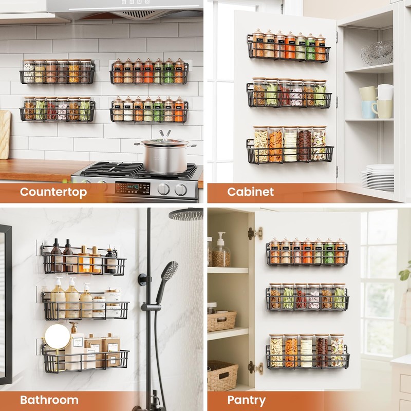 Mystozer 5 Pack Spice Rack Seasoning Organizer Wall Mount, Screw