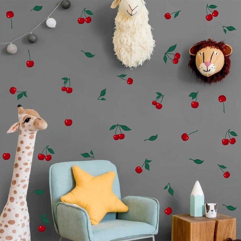 Red Cherry Wall Decal Fruit Wall Decals Peel And Stick