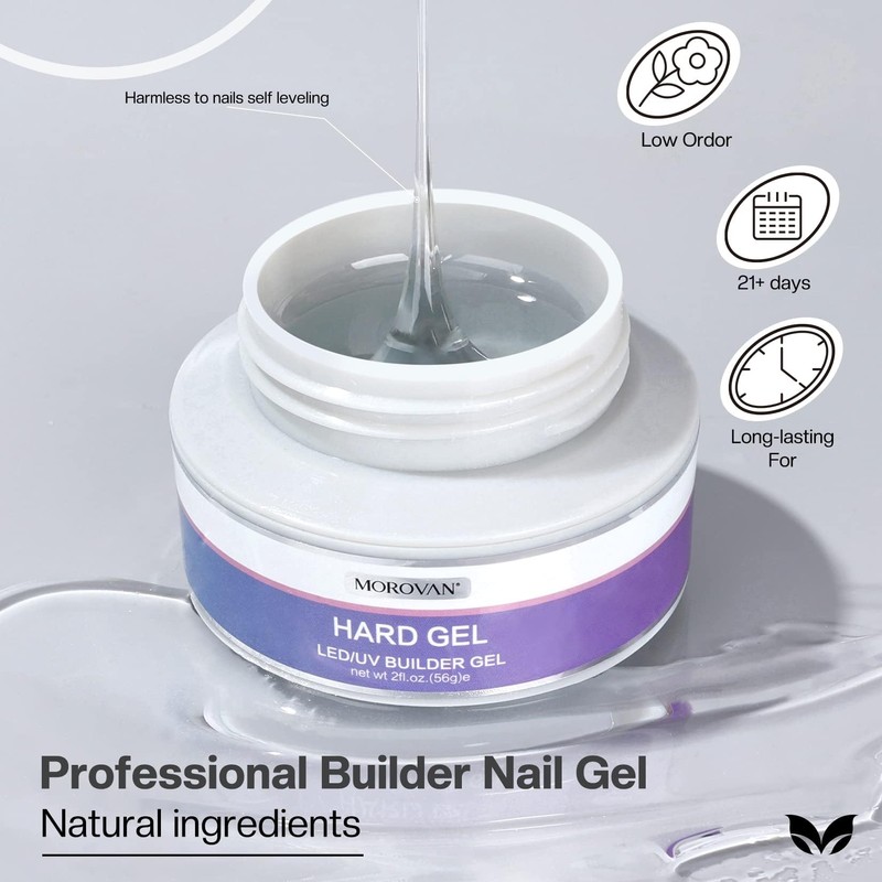 Morovan Clear Builder Gel for Nails: UV/LED Hard Gel Kit