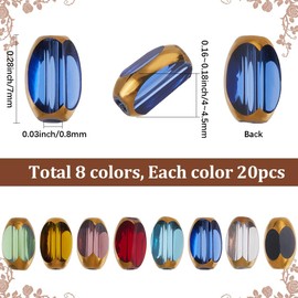 SUNNYCLUE 1 Box 160Pcs 8 Colors Faceted Glass Bead Rice Shaped Beads Bulk Colorful Golden Edge Electroplate Crystal Oval Barrel Loose Spacer Bead for Jewelry Making Necklaces Bracelets DIY Crafts