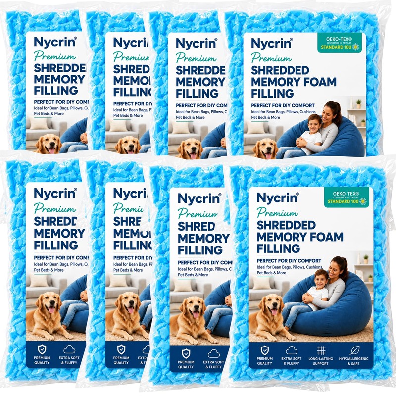 Blue 10Ibs Shredded Memory Foam Filler for Bean Bags, Pillows
