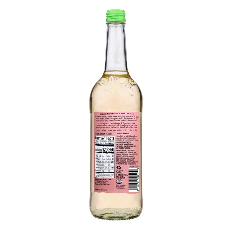 Belvoir Organic Elderflower Rose Lemonade, 25.4 FZ