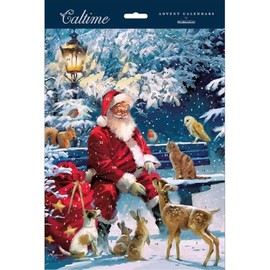 Traditional Advent Calendar Santa on a Bench - 325mm x 245mm - 24 Doors