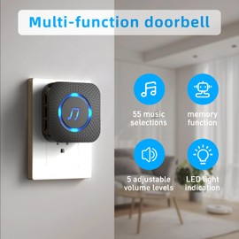 SANJIE Wireless Door Alarm Sensor Chime, 800FT Operating Range 55 Chimes 5 Volume Level with Mute Mode LED Indicators,Door Alarm Sensor for Home Store Office,2 Receiver 3 Sensors,Black