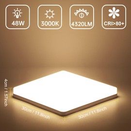 Kambo LED Ceiling Light Bathroom 48 W – LED Ceiling Light Modern Warm White 3000 K 4320 lm for Office Lamp Bedroom Light Living Room Balcony Hallway Kitchen Baby Room Bedroom Children's Room