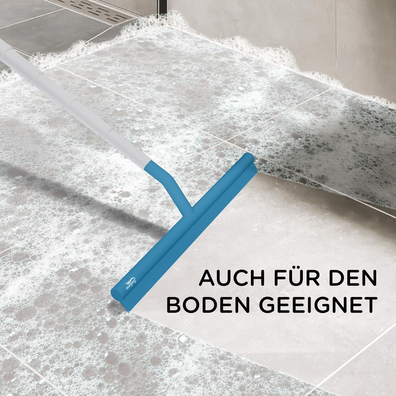 BADIONA Extendable Shower Squeegee, Black, White, Blue (Blue)