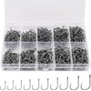 HENWUBEI 200PCS Premium Fishing Hooks, 10 Sizes Carbon Steel Fishing