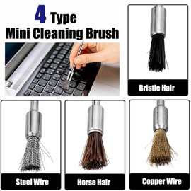 Gasea 20pcs Mini Cleaning Wire Brush Tool, 3mm Shank Extended Drill End Brushes Pen Polishing Attachment Kit Grinder Rotary Tools